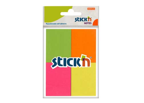 BLOCK ADHES 1.5X2" NEON 50H PACK-4 COL. VARIADOS